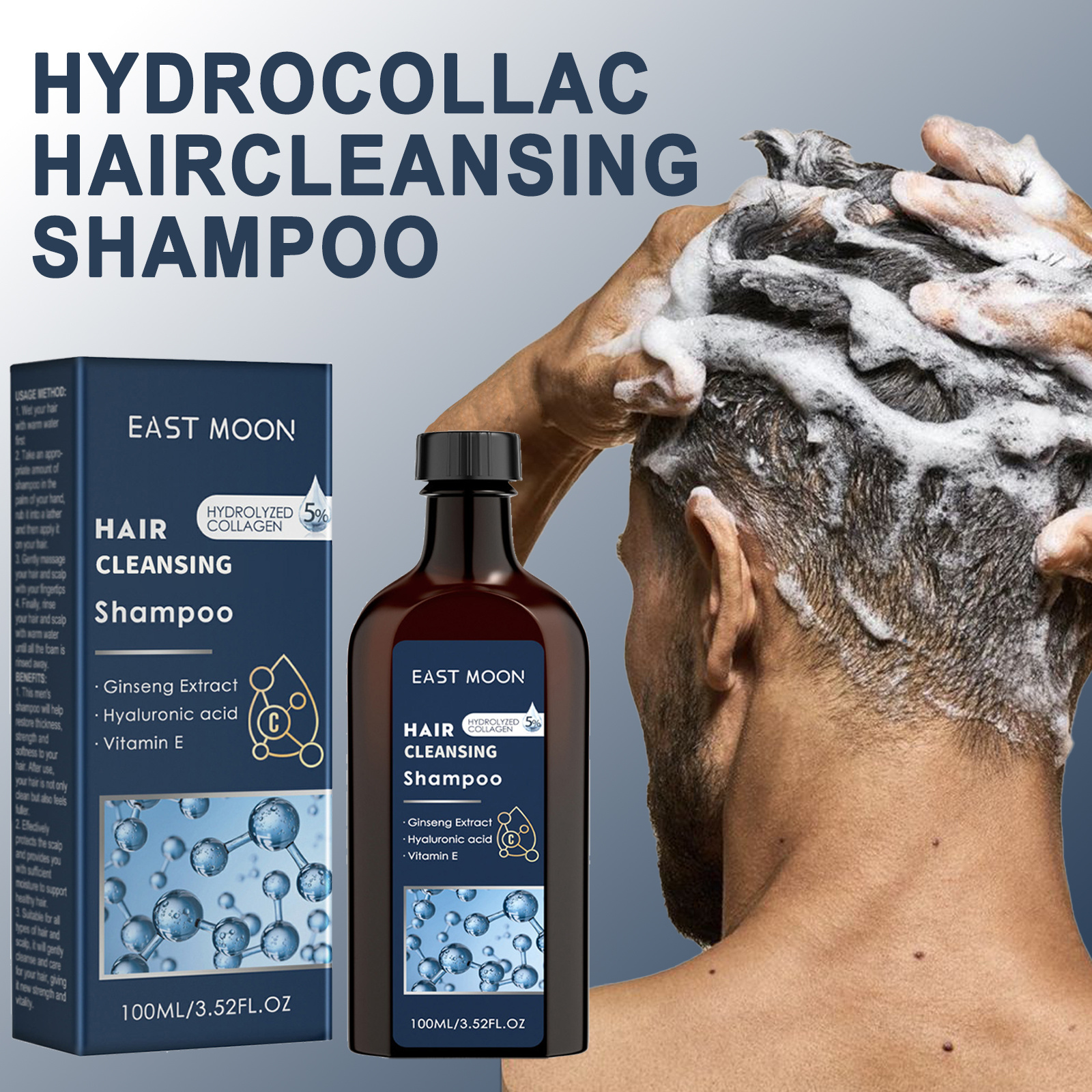TEMU 3.52oz Men's Shampoo Contains Hyaluronic Acid, Vitamin E, Hydrolysed Collagen Removeloose Dandruffflakes Moisturise Hair Scalp, Keep Hair Dry, Looks