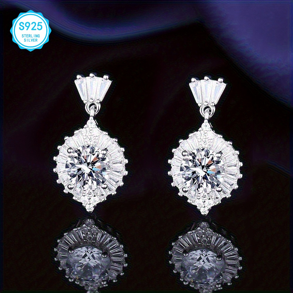 925 silver 14ct   jewelry set 5ct ring 5ct pendant necklace 4ct water drop earrings   earrings pendant necklace   wedding anniversary birthday proposal gift for bridesmaids wife girlfriend friends Product details 2