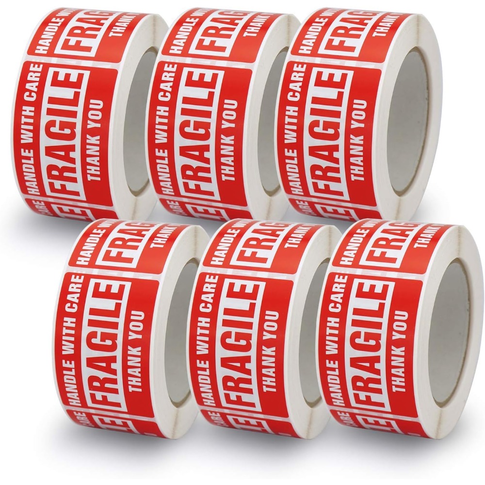 TEMU 6 Rouleaux (250pcs par Rouleau) d'Étiquettes (Pour Boîtes de Déménagement) - 1500pcs d'Étiquettes , Taille 1.77In X 0.89In. Ruban d'Emballage