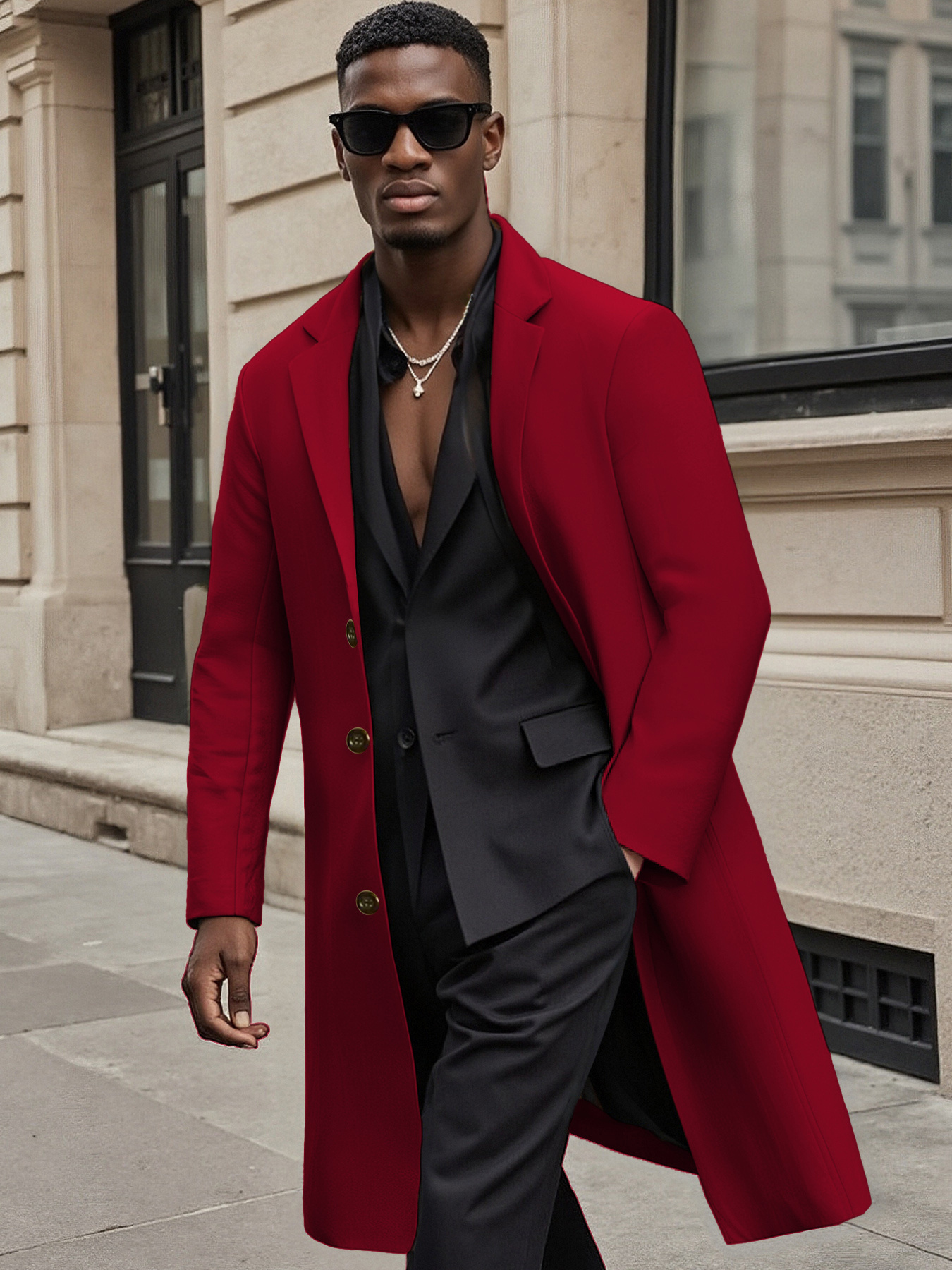 2025 *'S Casual Long-Trench Coat Solid Color Notch Lapel Business Casual  Elegant Spring/Fall Coat with Button Front, Regular Fit for Office