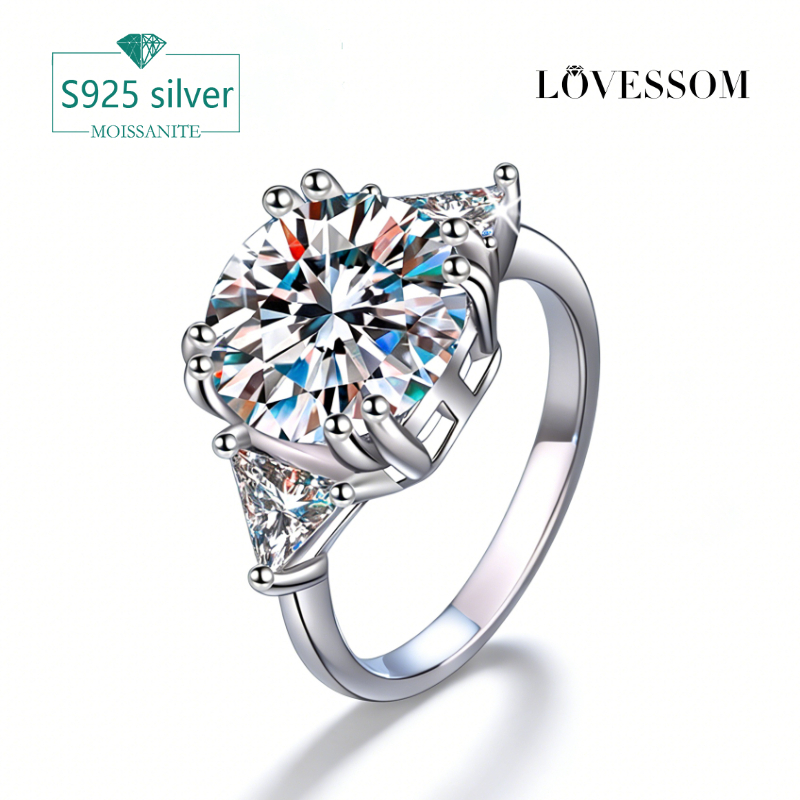 Men's 5-Carat Moissanite Wedding Band, 925 Silver, Elegant Design