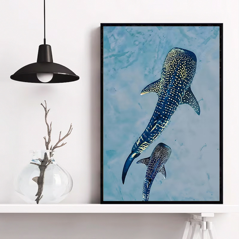 TEMU 2d Flat, 2d Flat, 1pc, Frameless Canvas Painting, Whale Shark Ocean Canvas Art, Underwater Wall Art, Ready To Hang, Whale Shark Artwork, Canvas