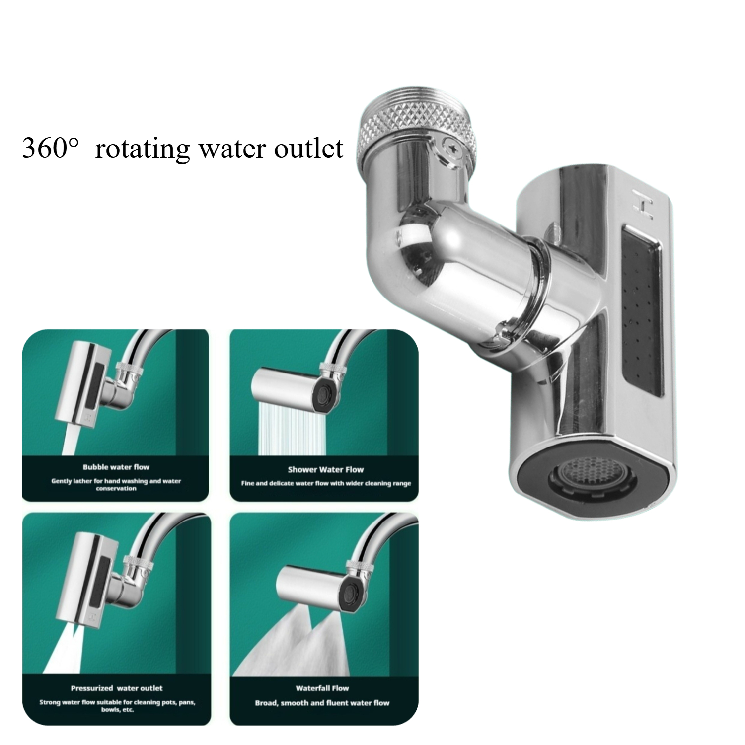 E-shop 1 [Vier-in-Eins Wasserhahn Kleiner Drehbarer ], 4 Wasserablauf-, Druck Küchenarmatur, Drehbares Universelles Anti-Spritz-Design, Wasserfall