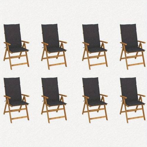 folding patio chairs with cushions 8pcs solid acacia wood