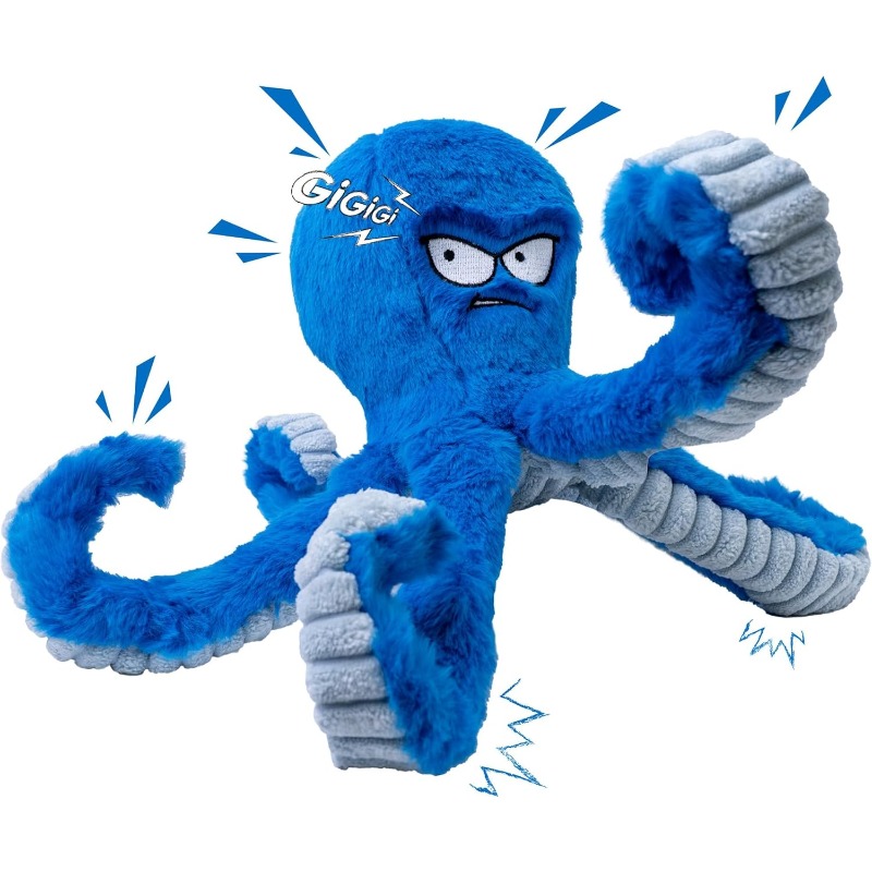 Image of Tough Dog Toys For Small Medium Large Dogs, Stuffed Chew Large Dog Toys To Keep Them Busy, Interactive Squeaky Tug Of War Doggie Toy, Crinkle , Without Battery