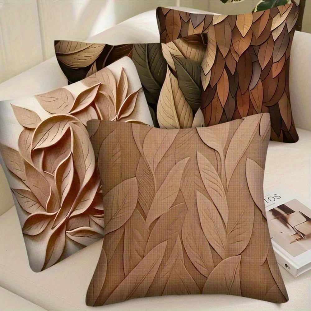 4pcs 2d flat   sided print non embroidered leaf texture pillowcase machine washable suitable for daily e valentines day mothers day   halloween thanksgiving christmas holiday decoration Product details 5