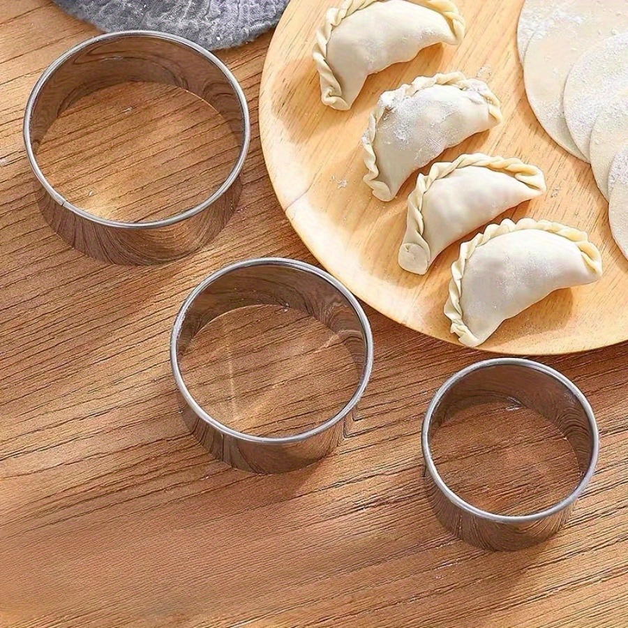 TEMU 3 Pezzi Set di Tagliapasta in Acciaio Inossidabile - Stampo per Ravioli e Pasticceria, Anello a per Biscotti Fai da Te e Artigianato