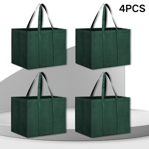 lot de 4 grands sacs 35l en non-tissé, couleur au design simple, sacs de rangement multi- pour le shopping et les , organisateur de voiture, tissée