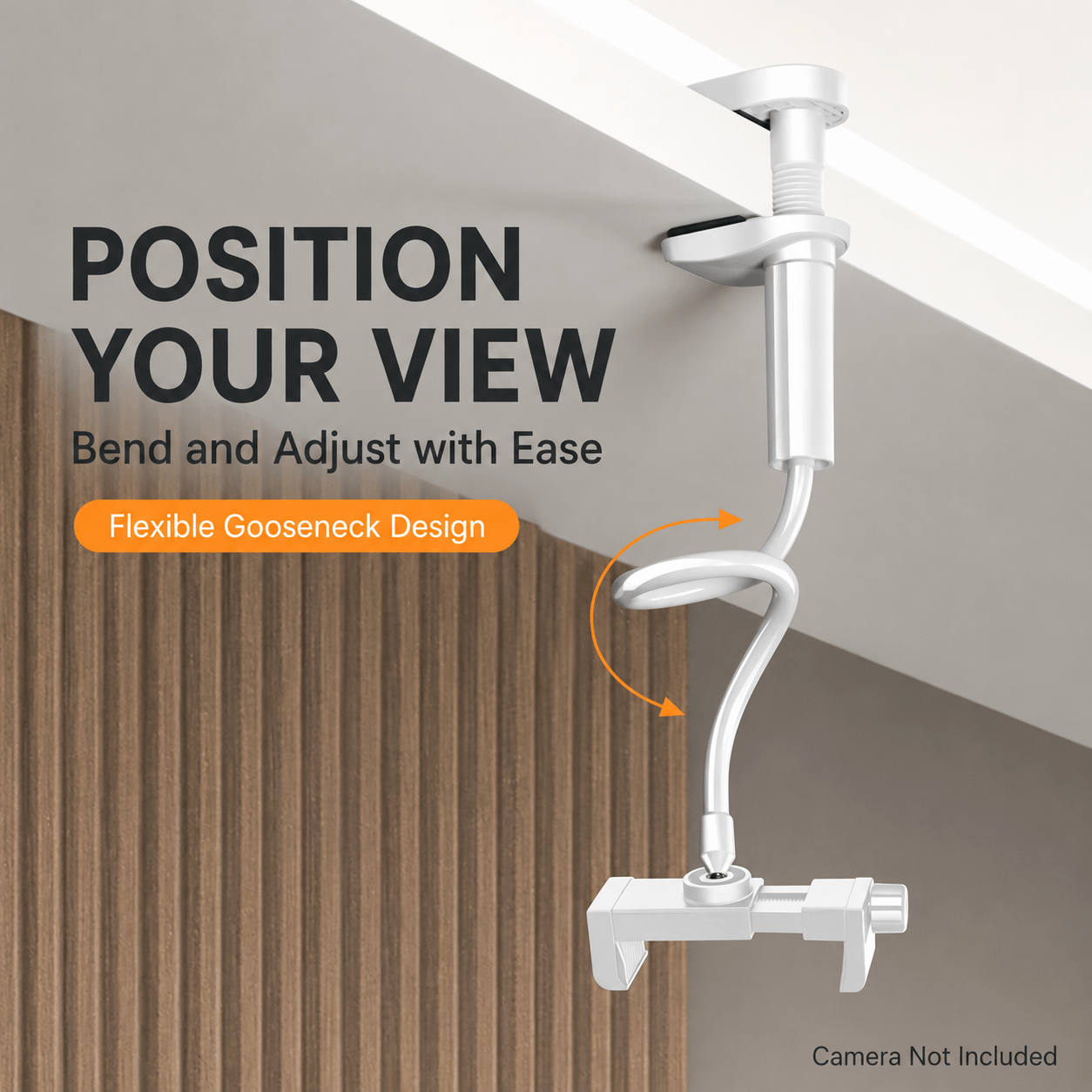 TEMU Support de caméra de sécurité intérieure flexible, support à pince perçage pour plafond et avec col de cygne réglable, convient aux panneaux