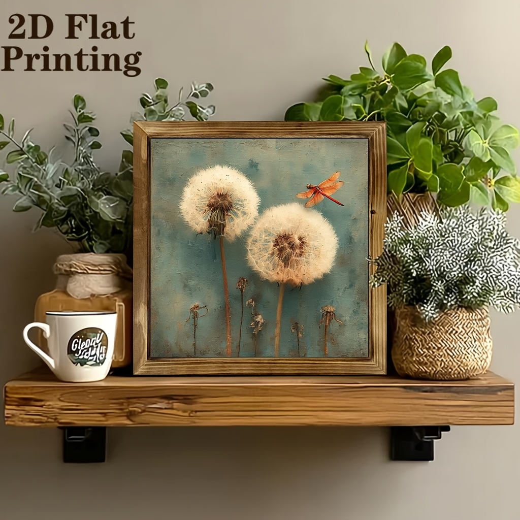 TEMU Décoration murale rustique de ferme 2D à plat, 1 pièce avec cadre en bois vintage - Impression d'art et , panneau en bois adapté , , de bain -