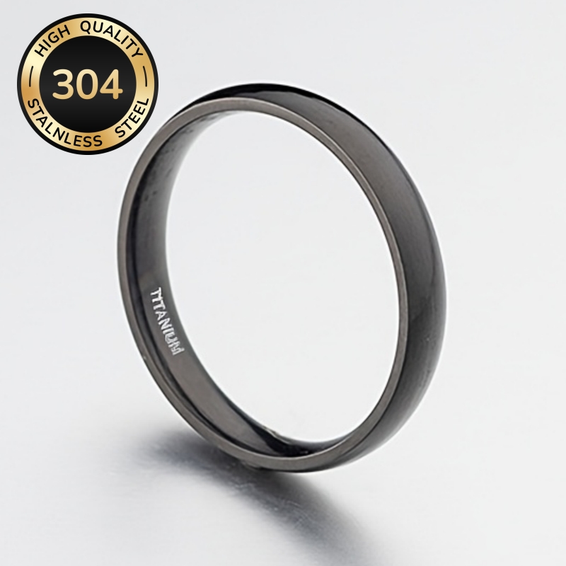 High Quality Stainless Steel Black Thin Ring, Unisex