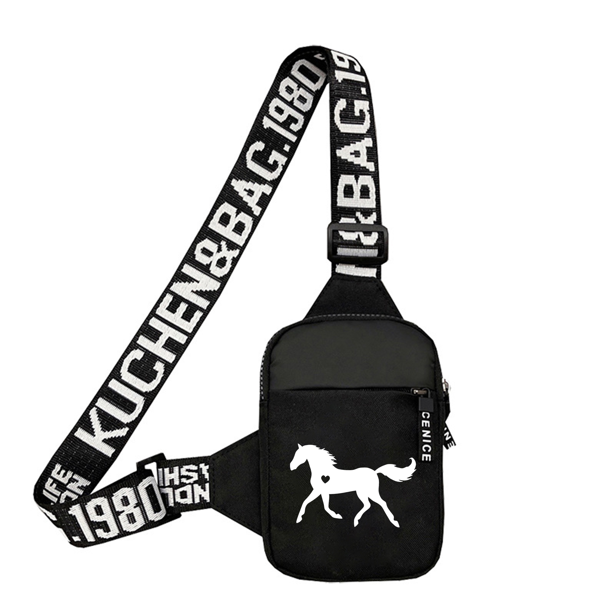 TEMU Vibrant Horse Print Crossbody Bag | Lightweight Chest Pack | Large Capacity Phone Pouch With Separate Card Slot | Adjustable Strap | For