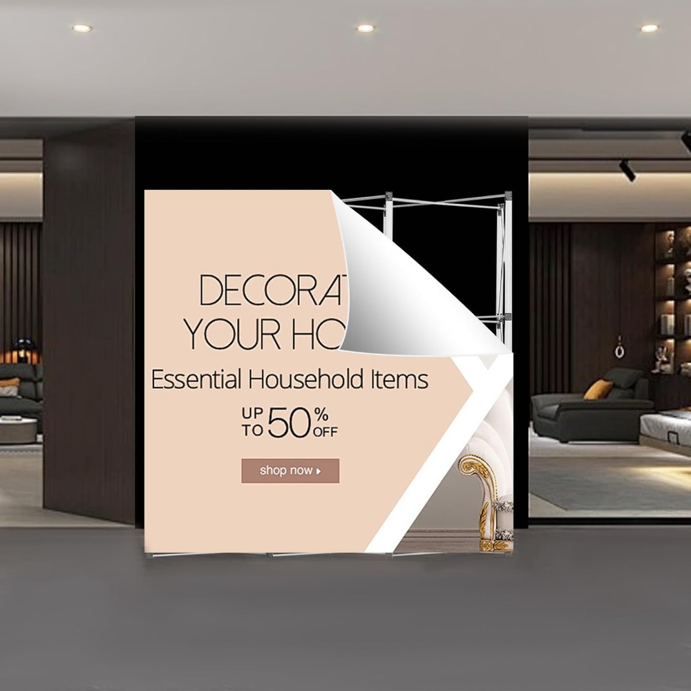 Image of 7.55ft Pop Up Booth Display, Collapsible Fabric Sign Stand With X-shaped Frame, Aluminum Alloy Portable Tension Display Stand, Includes Carrying Bags For Weddings, Exhibitions, Events (silvery)