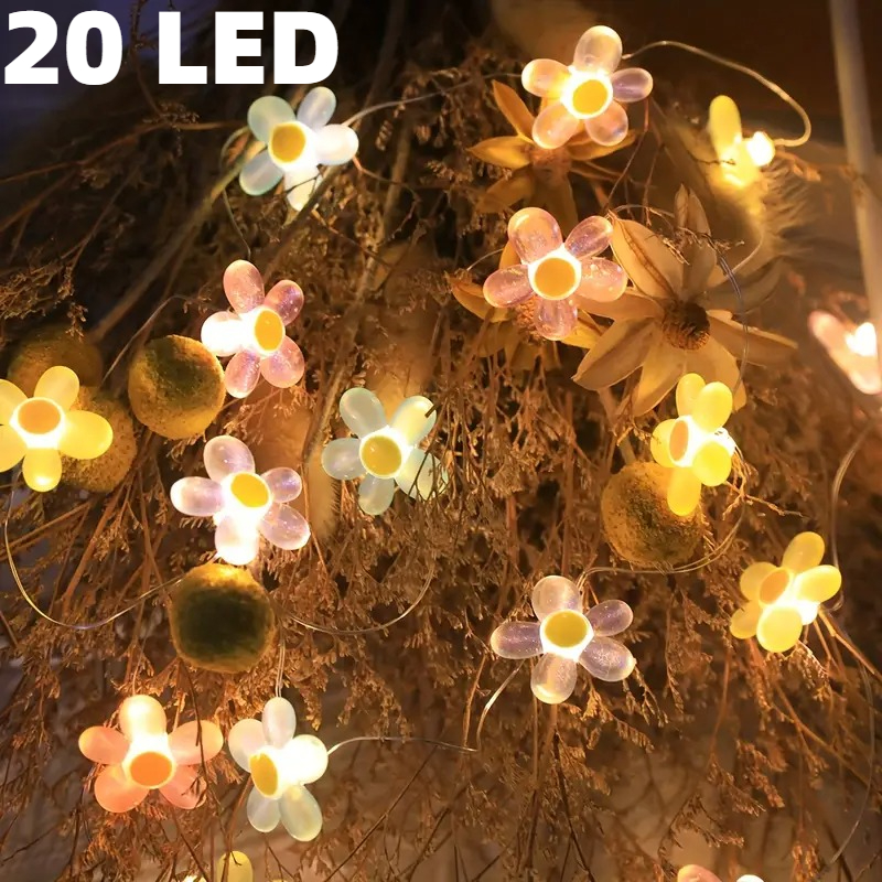 TEMU 1 PACK Bloemen Lichtslinger, Bloemen Feestverlichting, Plastic Bloemen Thema Verlichting, Geschikt voor Slaapkamers, Kamerfeesten, Festivals,