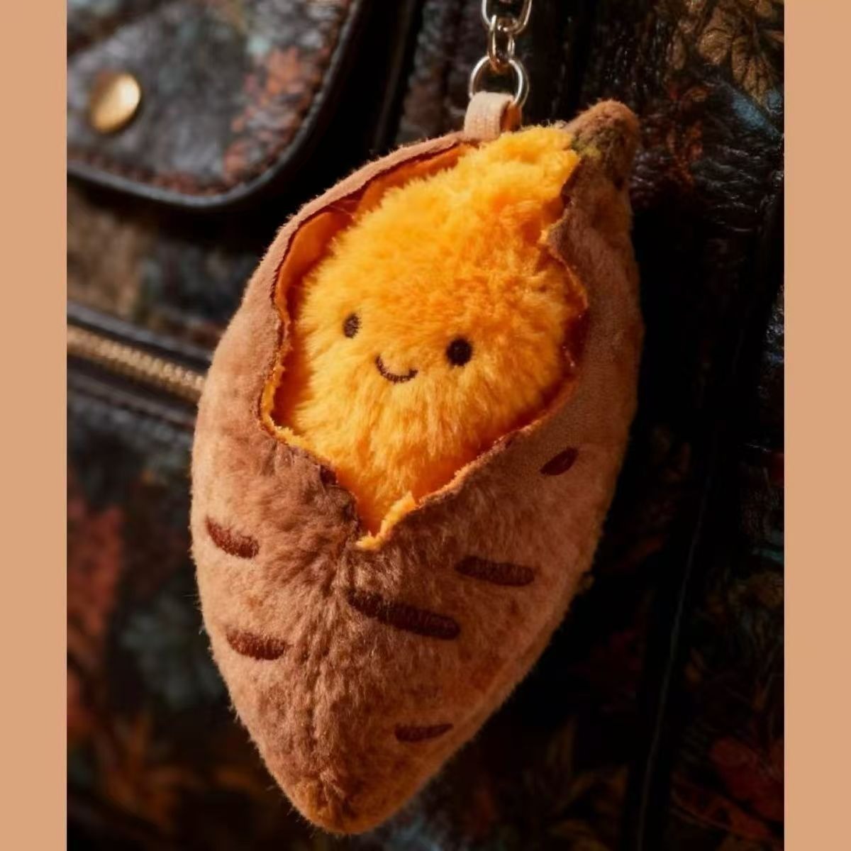 TEMU 2pcs Cute Sweet Potato Plush Doll Keychain Girly Decor, Perfect Winter Gift For Friends, And Alloy Material