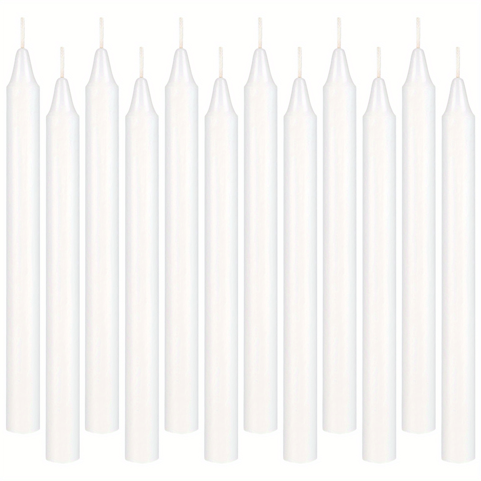 Image of 12pcs White Taper Candles, 9-inch Long Taper Candles, Approximately 7- - Home Decor For Dining Table, Kitchen, And Bedroom - Perfect For Romantic Dates Or Anniversaries.