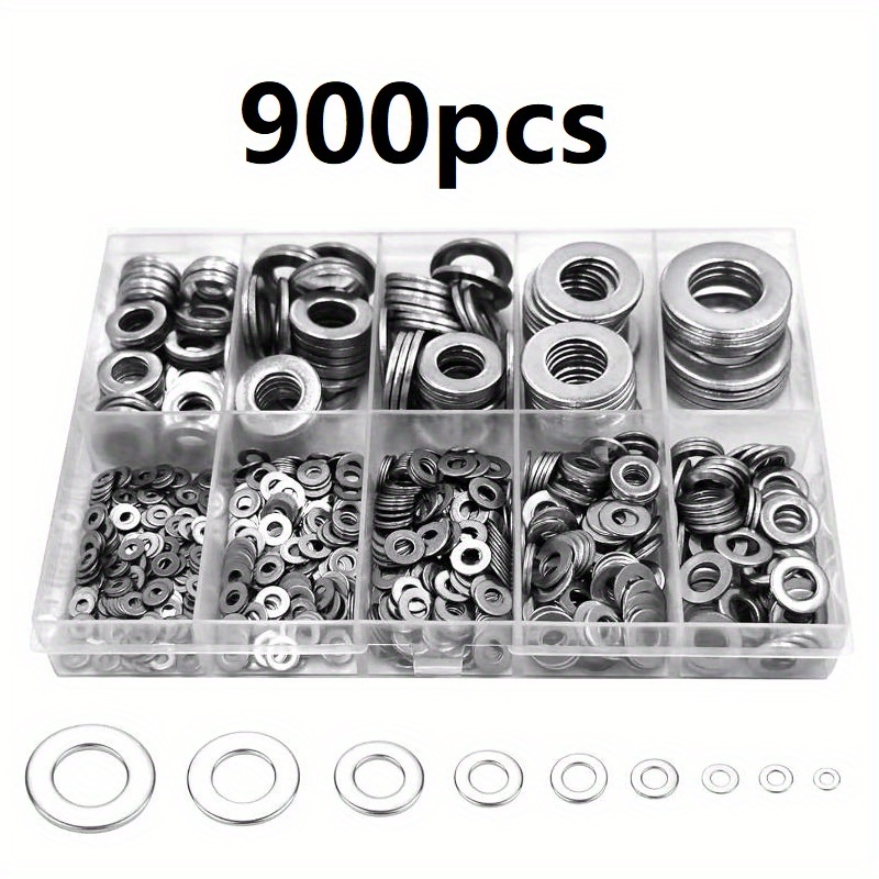 

900 Stainless Steel Large Fender Washers, 9 Sizes Flat Penny Washers Assortment Kit For , Furniture Installation, Electrical , Diy .