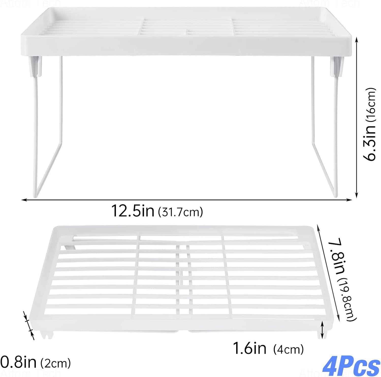   4 pack stackable kitchen storage shelves foldable open storage organizer   high quality pp metal rust proof expandable for cupboard counter no electricity needed details 4