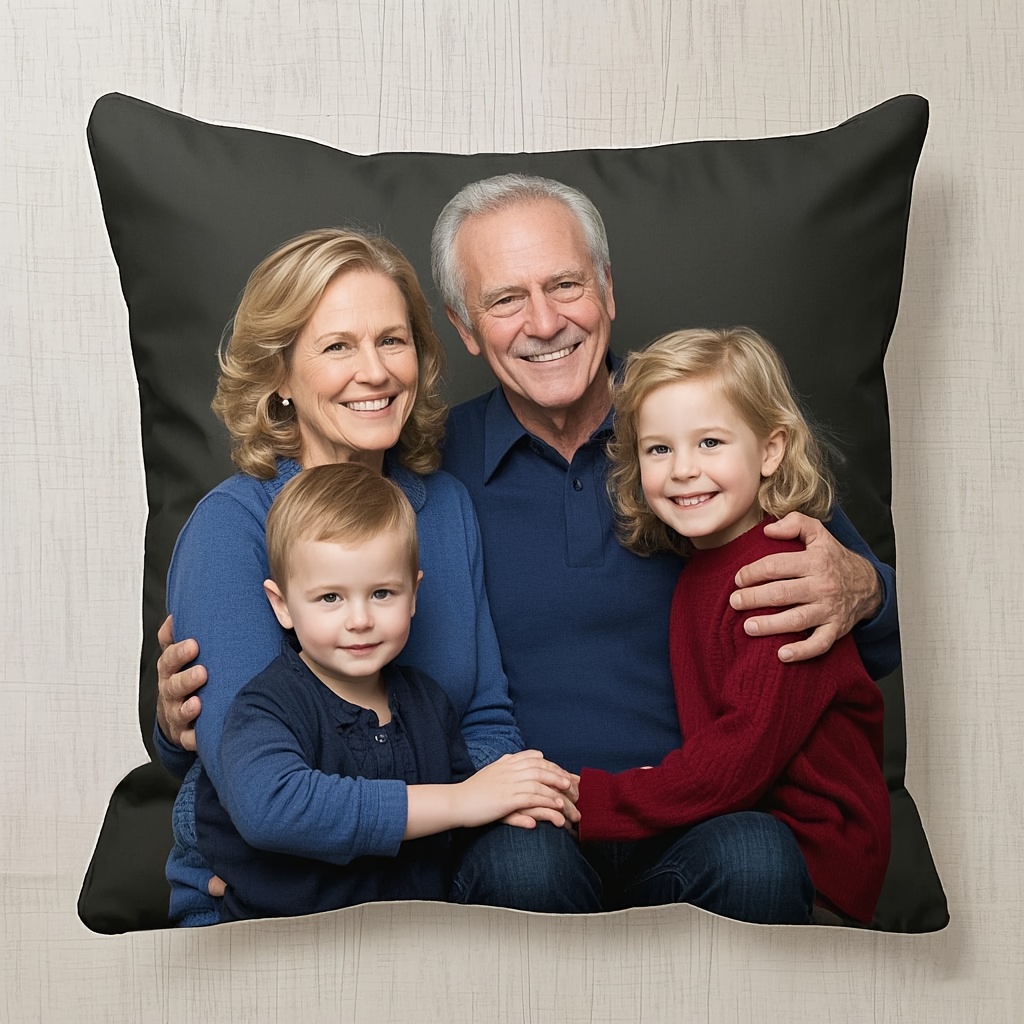 TEMU 1 taie d'oreiller double face personnalisée avec photo, idéale pour les photos de famille chaleureuses, taie d'oreiller photo personnalisée, 2D