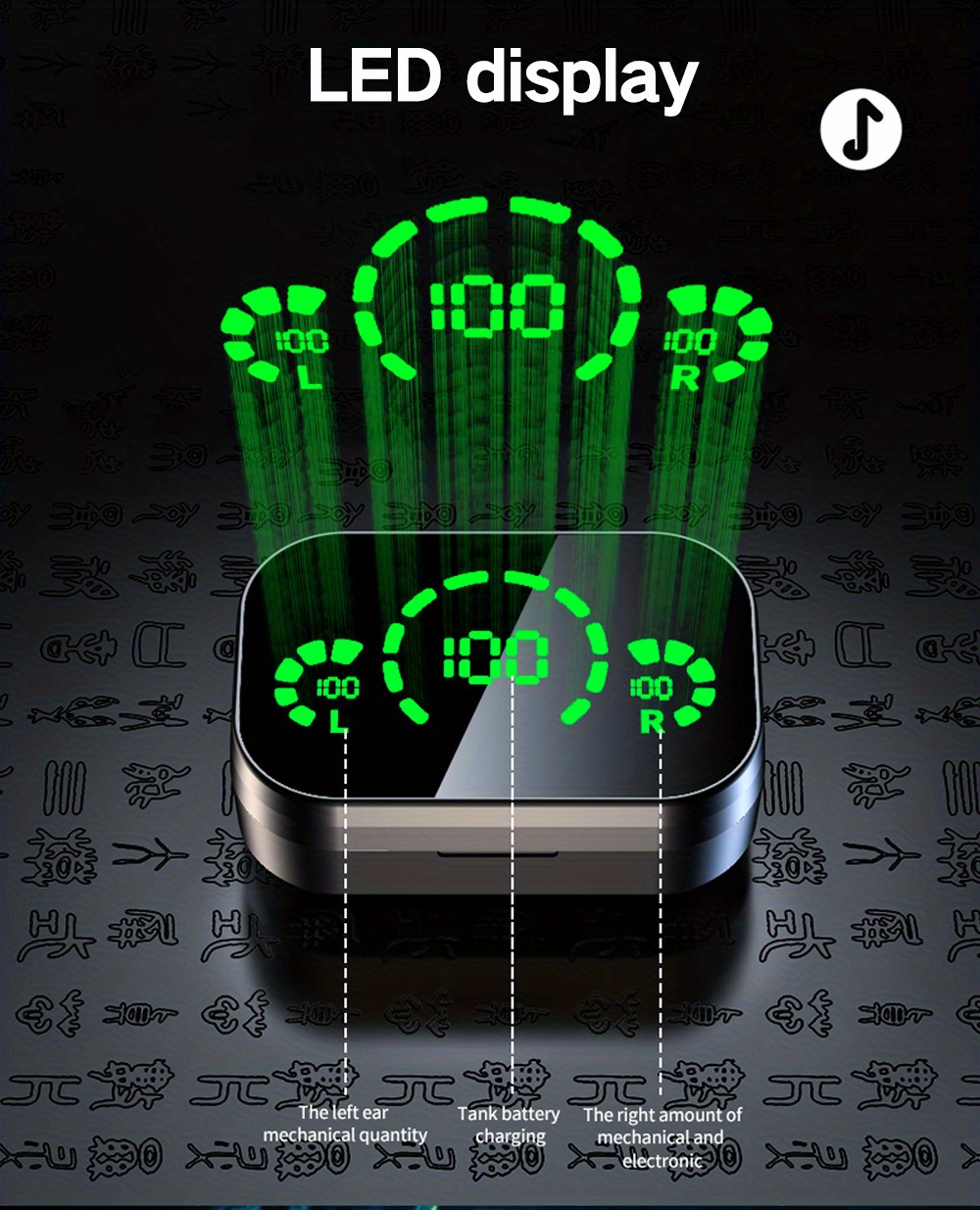 [HiFi Earbuds] HiFi Wireless Earbuds with Digital Display | Noise Reduction, 800mAh Lithium Battery, USB Type-C Charging, Volume Control, App Control, Durable Plastic Material, Anime Theme - Charger Not Included