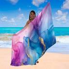 1pc bohemian chiffon beach sarong smock lightweight versatile swim cover up for women elegant translucent beach towel skirt with purple marble for and swimming
