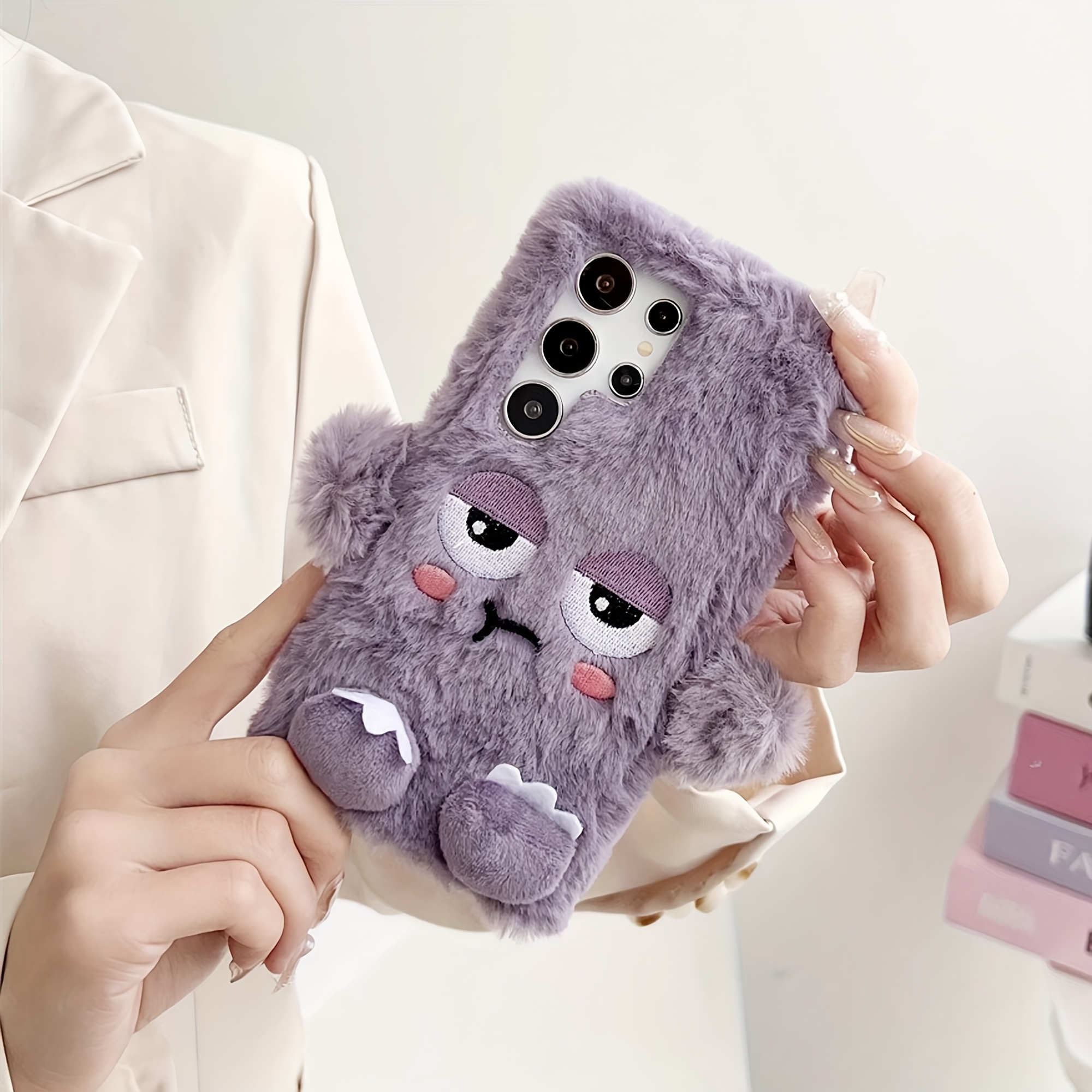 TEMU Coque de téléphone - Mignonne coque de téléphone en peluche avec petit rond et pour S26 S25 S24 S23