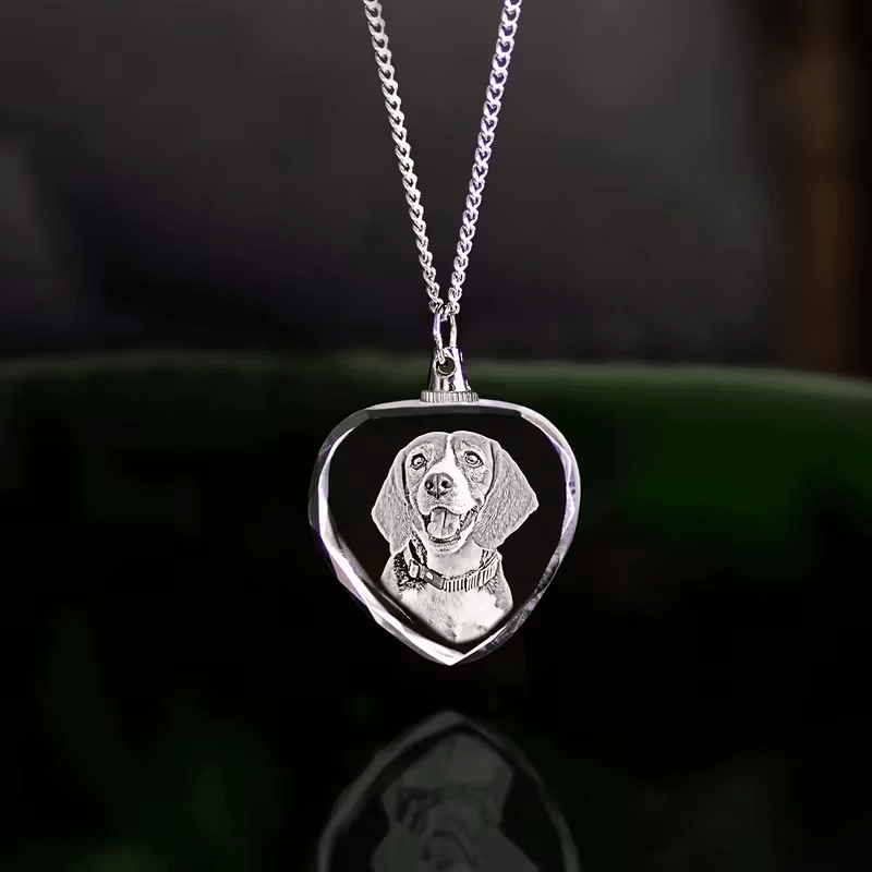 TEMU Custom Anniversary Gift Personalized Laser-engraved Crystal Photo Necklace - Custom Photo Keepsake Crystal With Durable Chain, A Gift For Cat