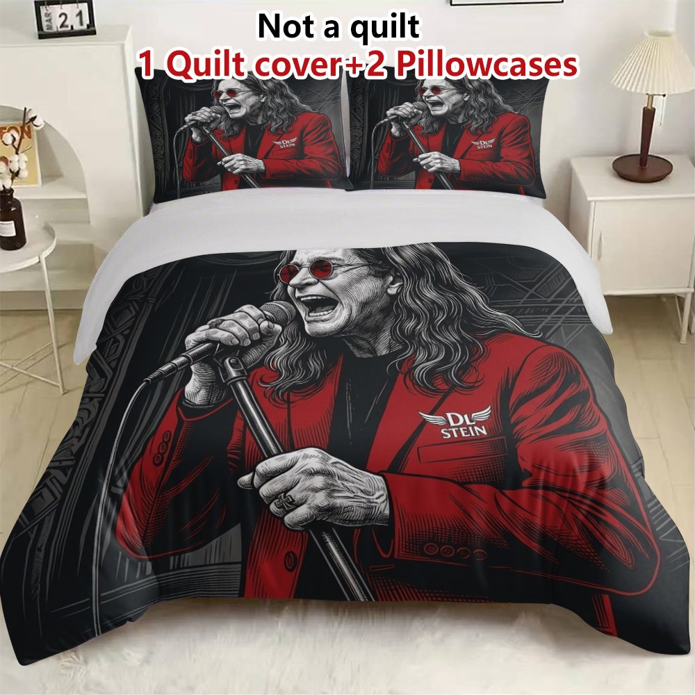 TEMU 3pcs Rock Music Duvet Cover 3pcs Set (1*duvet 2*pillowcases, Comforter Not Included), Rock Theme, Artistic Bedding, Soft, Breathable