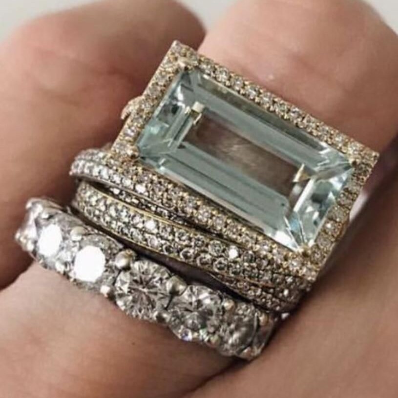 3pcs Women's Large Rectangular Geometric Ring & Bracelet Jewelry Set - Retro Wedding Suitable For Engagement, Anniversary, Valentine's Gift, Wedding For Daily Wear, Luxury