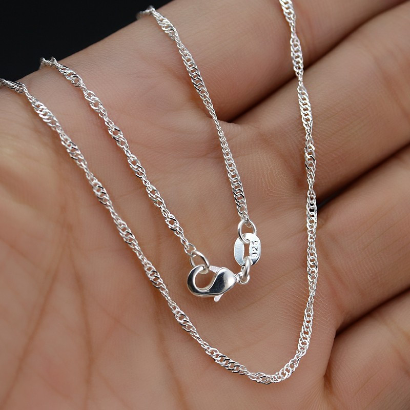5pcs S925 Sterling Silver Water Ripple Chain Necklace Set