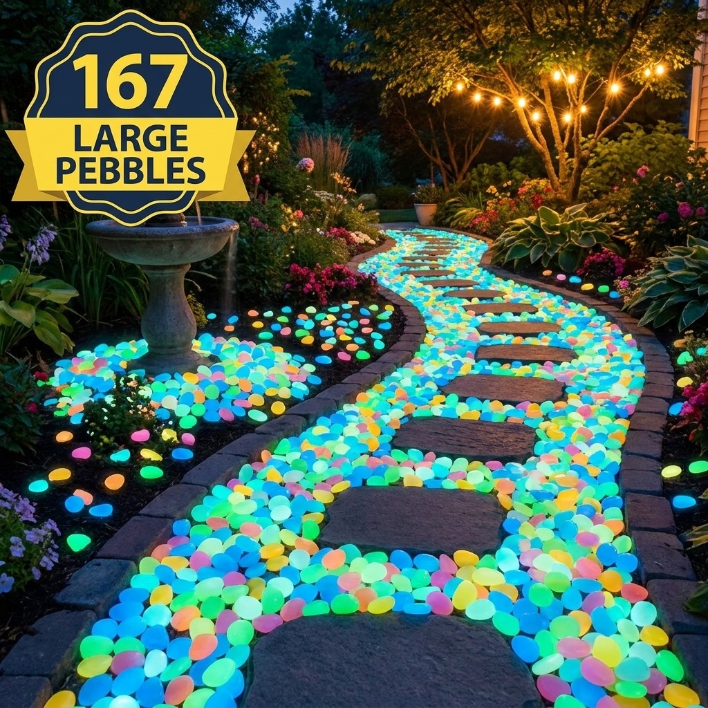 TEMU 1"67" Large Glow In Dark Resin Pebbles Suitable For Fish Tank Decor, Uv/light Activated Luminous Stones, Glow For Aquarium, Terrarium, Wedding &