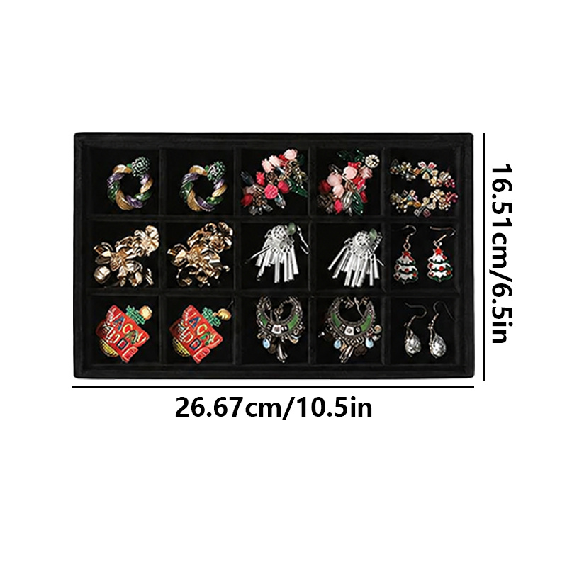 2pcs Stackable Jewelry Tray with Velvet Drawer