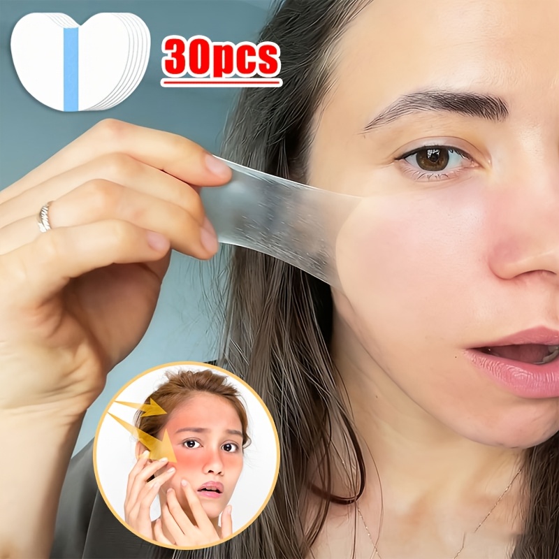 Image of 30pcs/pcs Outdoor Patches - Ultra-thin Invisible Facial Training Patches - Trimmable - Full Face Universal - Large Size - Makeup - Outdoor, Sports, Daily