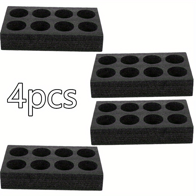4pcs black plastic drink holder tray reinforced 8 cup capacity for hot cold beverages rv camping boat   accessories beverage transport interlocking design durable foam holders