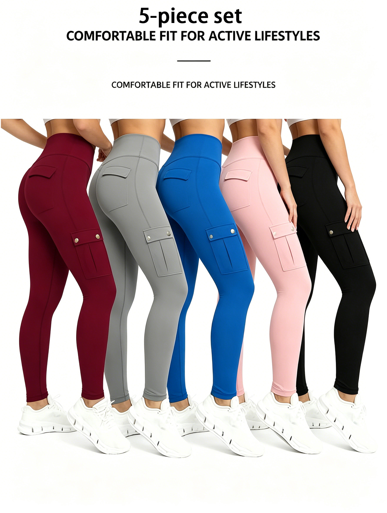 5pcs set of   womens high waisted yoga pants with a belly   featuring elastic hip lifting and tight fitting side     sports running and fitness 5 piece set  s 0