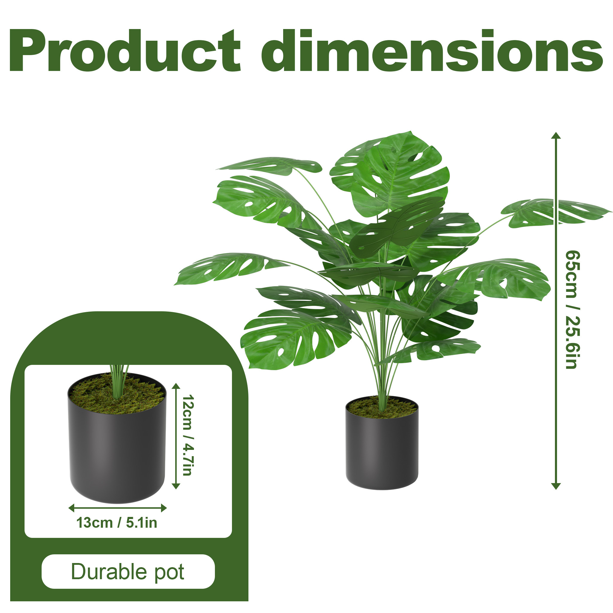 Image of 40/65cm Artificial Trees Artificial Plant In Pot Artificial Tree Leaf Plant Splitphilo Plant Monstera Plants Decorative Plant Living Room Decoration
