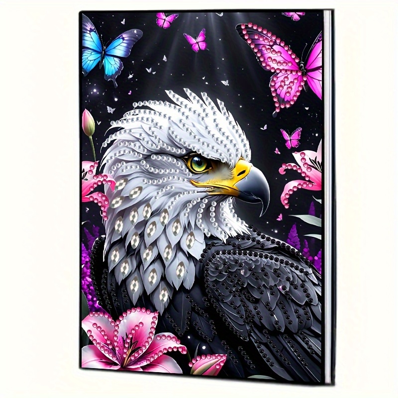 TEMU 1pc Notebook Featuring A And Eagle Design - Bright And Eagle Motif, Uniquely Shaped Crystal Decorations, Great For Drawing And Writing, An