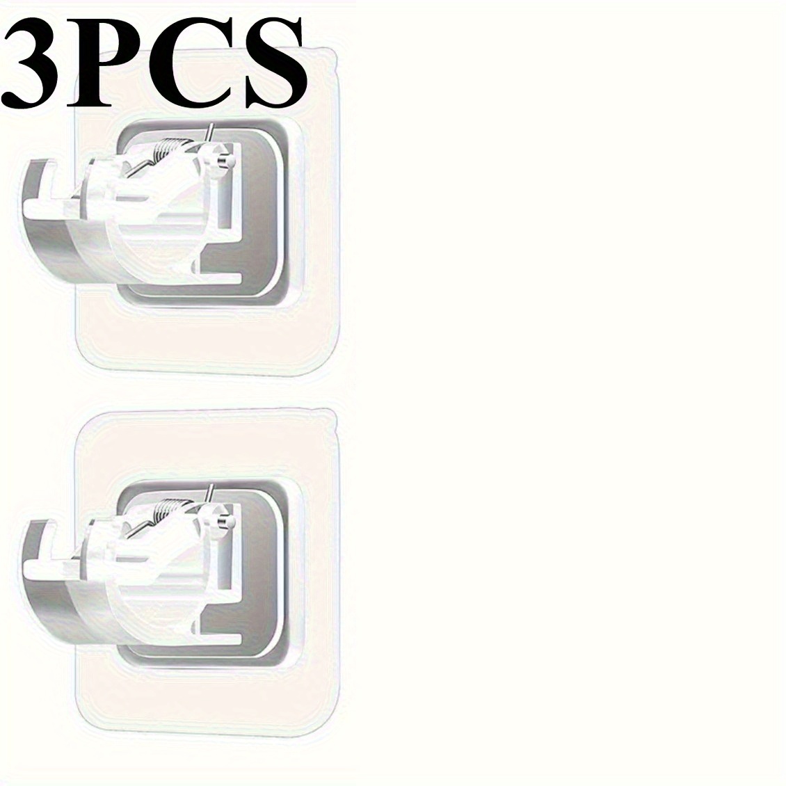 TEMU 3pcs Transparent Self-adhesive Curtain Rod Bracket & Hooks - No-drill Suitable For Modern Retro Wall Hooks, Transparent Suitable For For Home