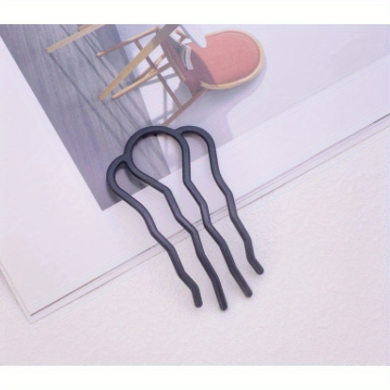 24  hair fork clip hair side combs buns pins u shape updo sticks twist hair combs decorative for women hair styling tool accessories black Product details 3
