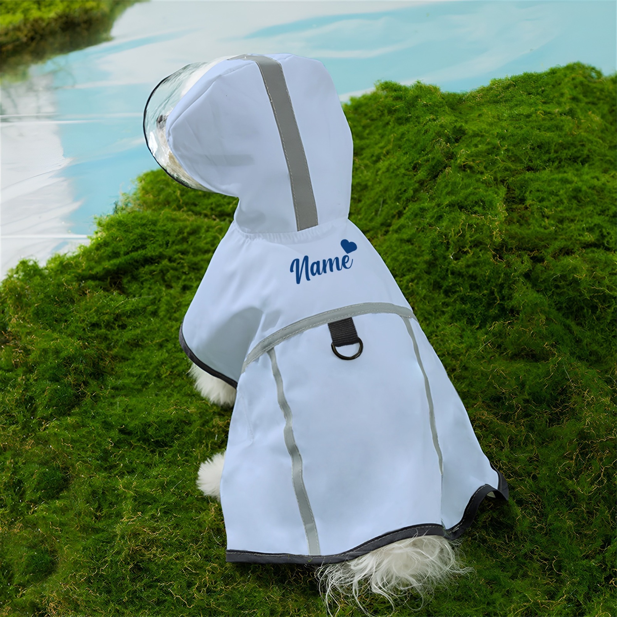 Customizable Pet Raincoat with Reflective Stripes
