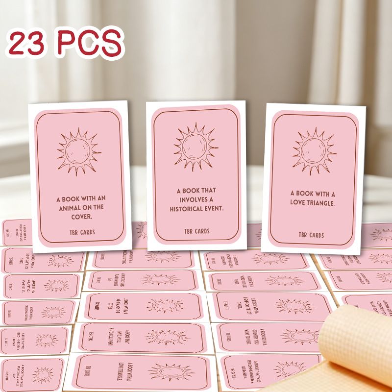 TEMU Book Reading Challenge Gift Enclosure Cards 23pcs Minimal Book Club Reading Game Insert Note Cards, Aesthetic Neutral Journal Decor Cards, Book