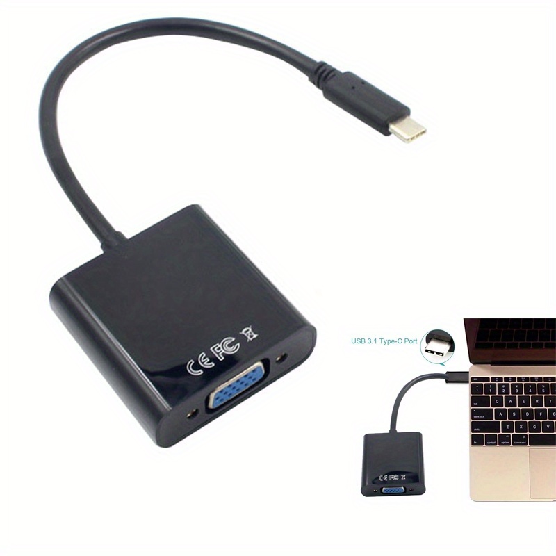 1080p usb c vga adapter cable macbook 12 male female video Temu