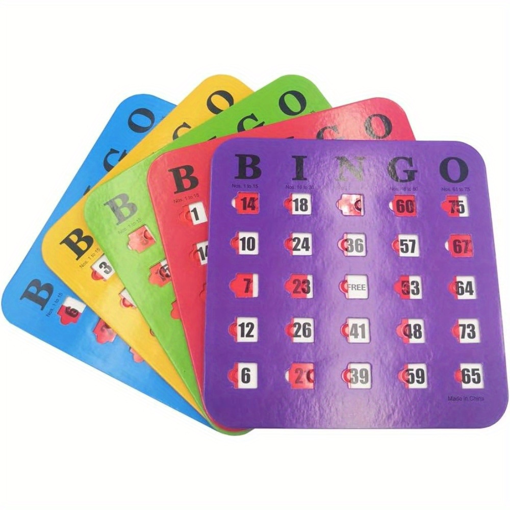 5 Packs Of Multi-color Ultra Thick Stitching, Easy to Read, with Fingertip Sliding Window, Exercise Logical Thinking Ability, Bingo Cards, Bingo Game Cards