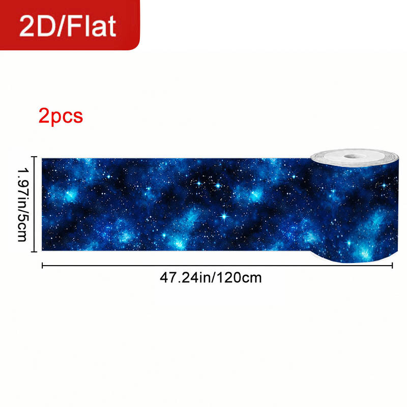 TEMU 2 Rolls 2d/flat Self-adhesive Removable Seam Starry Sky Theme Nebula Starry Pattern Sealing Seam Sticker Cuttable Home Decoration Decorative