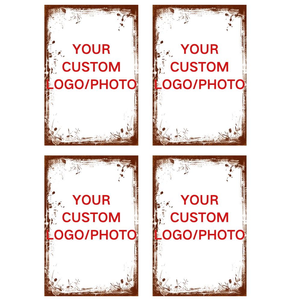 TEMU Letrero Metálico Personalizado 2D de 4 piezas con tu Propia Imagen/Logo/Texto, Letrero Retro Estilo Vintage Personalizado para Pared Exterior,