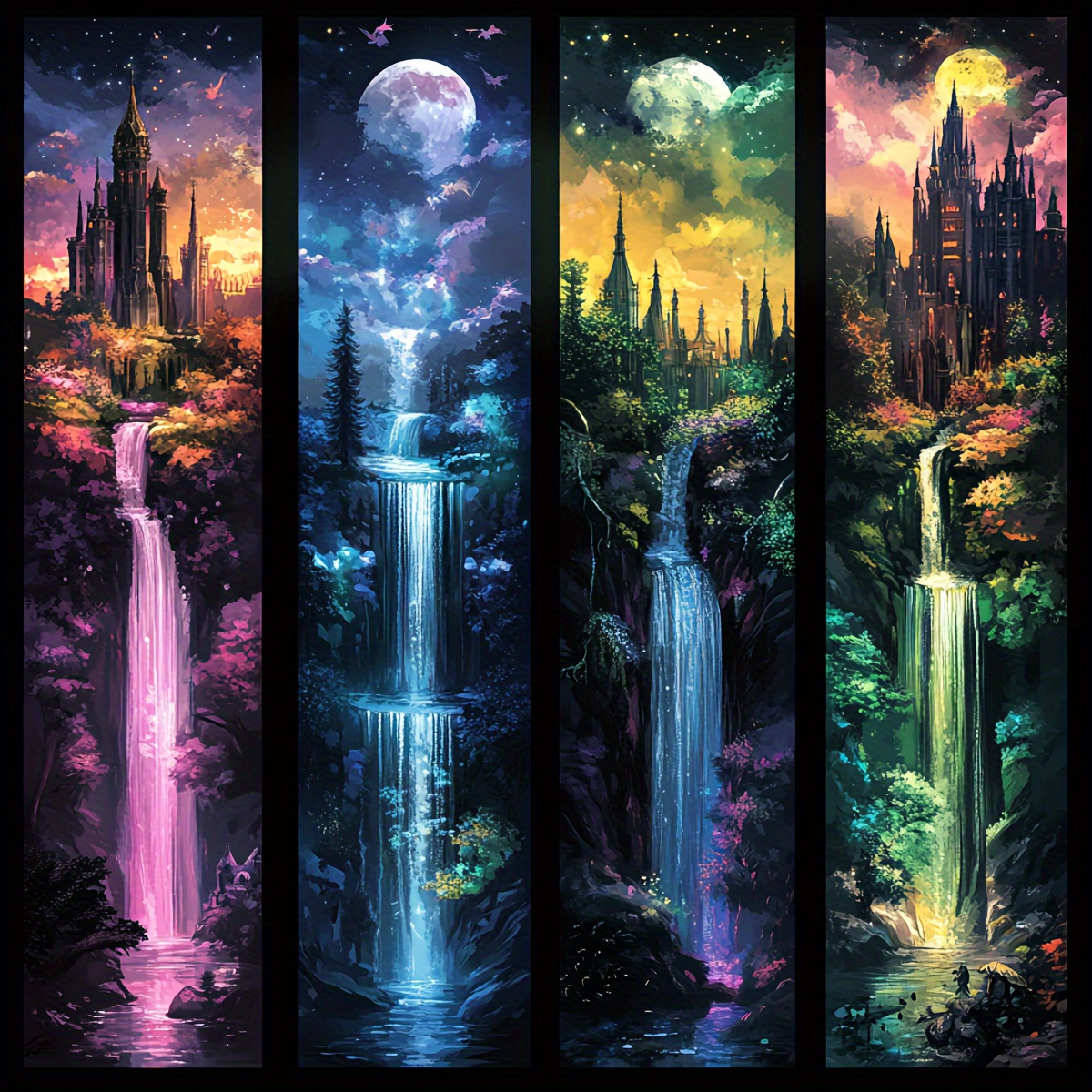 

1pc Waterfall Landscape 5d Diamond Painting Kit, 15.75x15.75 Inch, Round Acrylic , Diy Art For Home Decor - Complete Set With Vibrant Scenery & Castle, Diy Embroidery, Complete Set, Home Decoration