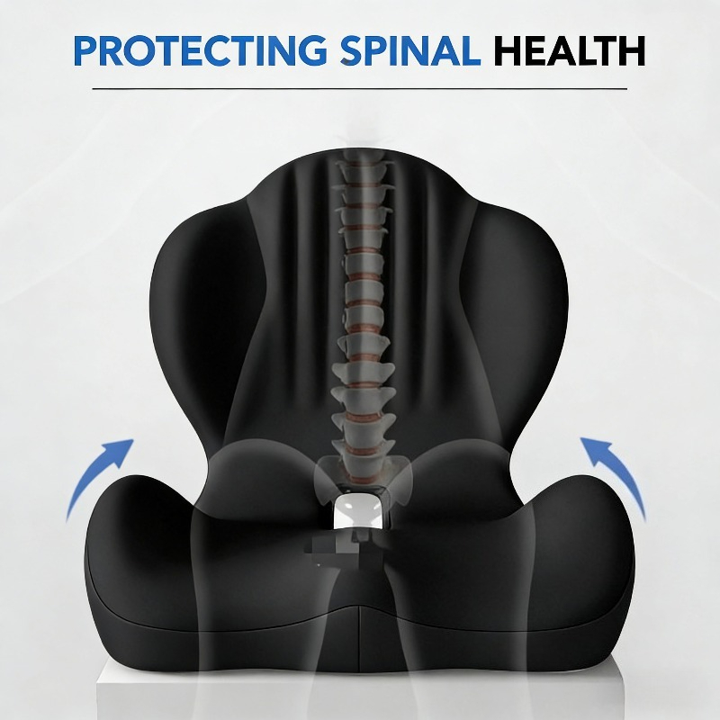 Ergonomic Memory Foam Seat Cushion with Lumbar and Back Support, Office Chair Cushion, Stool Cushion, Car Seat Cushion, Relieves Back Pain, Reduces Pressure, Perfect Gift for Parents and Friends