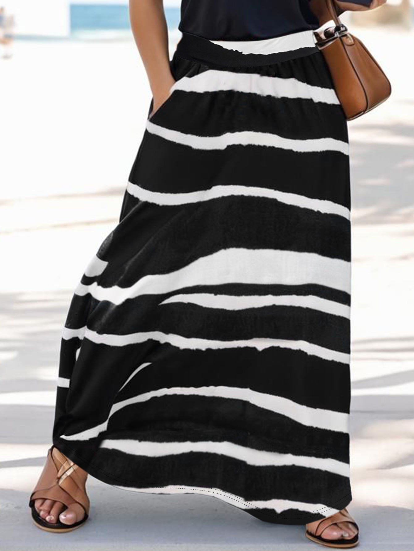 【AAKE】STRIPE MAXI SK striped maxi skirt sold on Temu United States