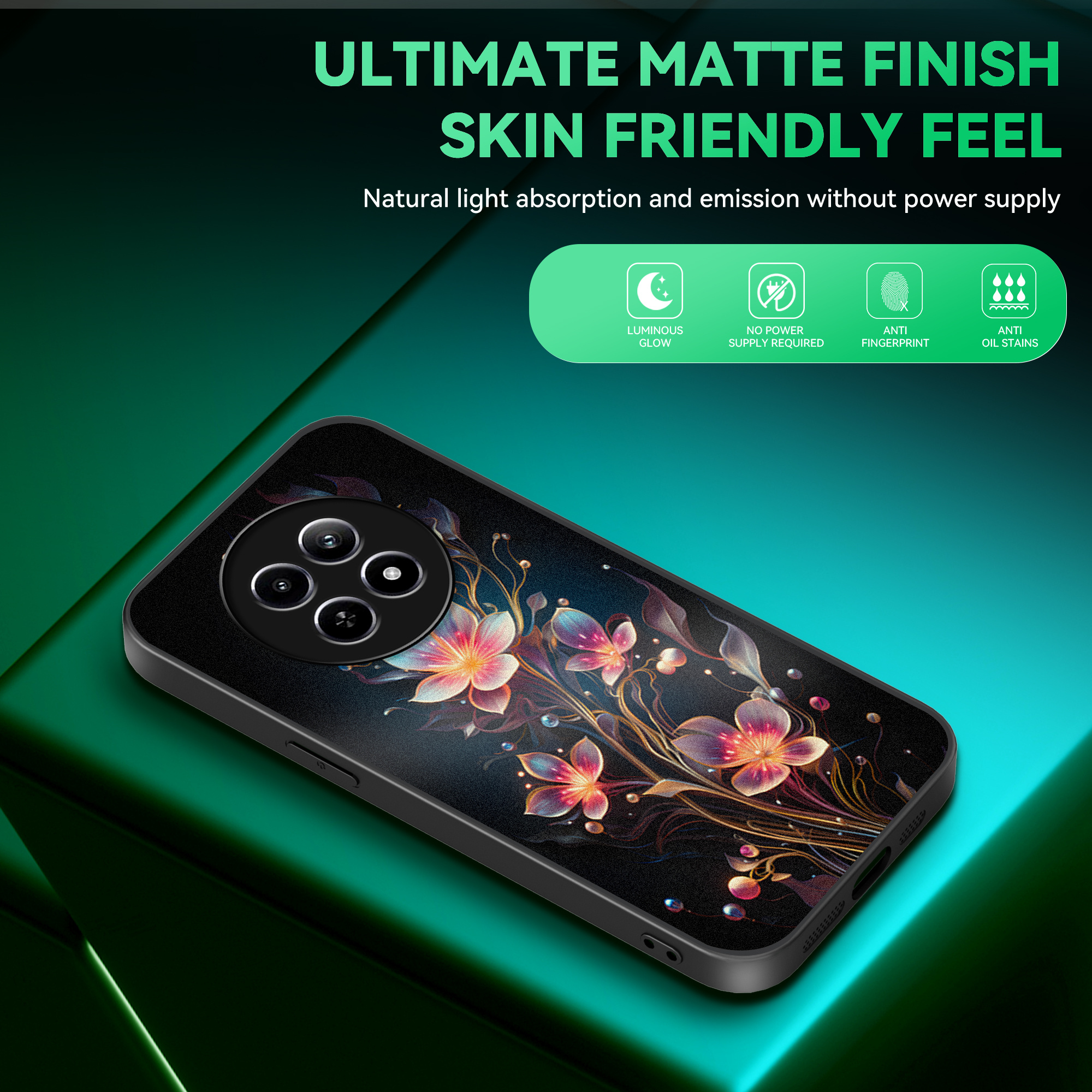 TEMU Custodia per telefono - Una custodia luminosa che si illumina al buio, con un' fresca e a fiori di , adatta per la serie Realme