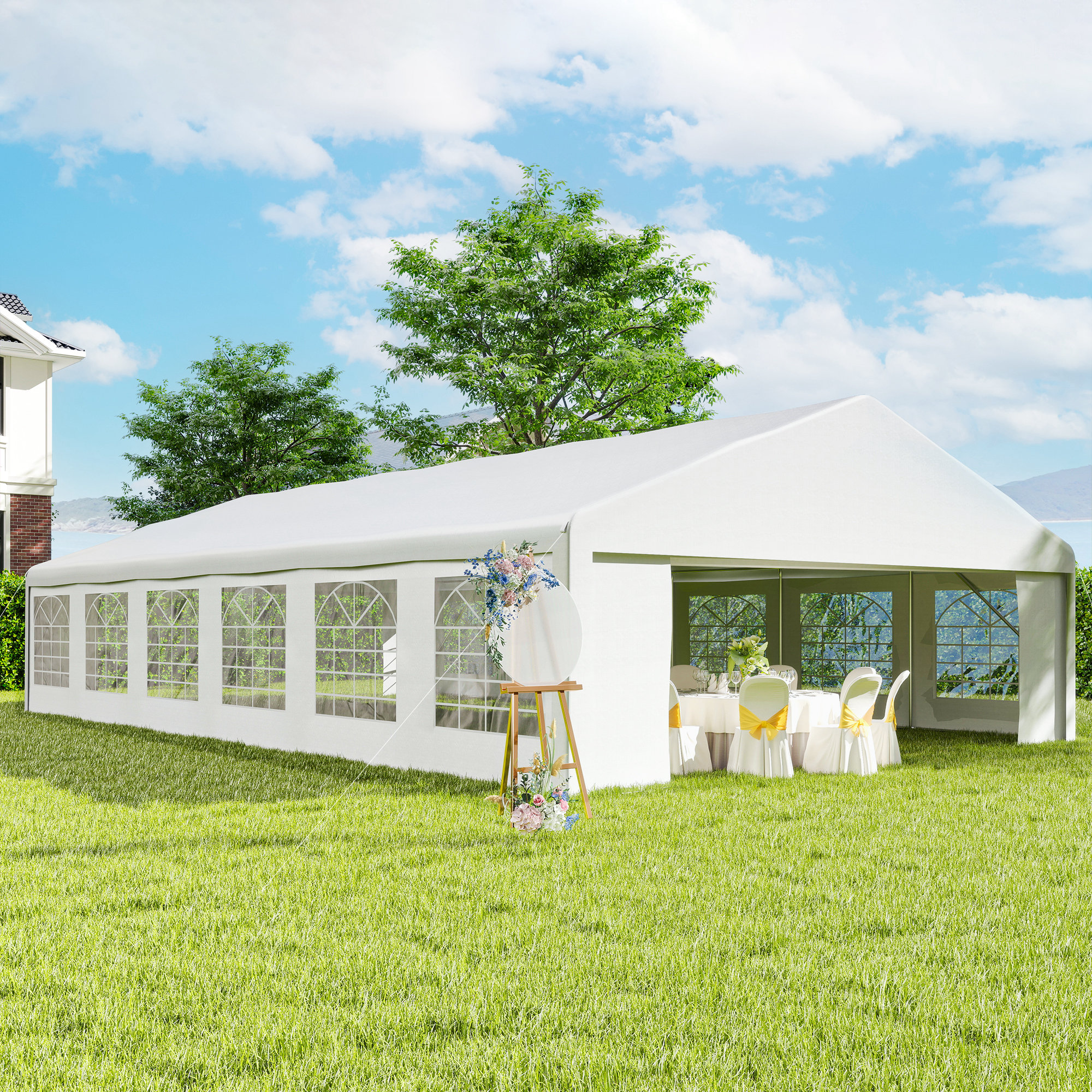 23 x 39 large outdoor carport canopy party tent with removable protective   windows white Product details 0